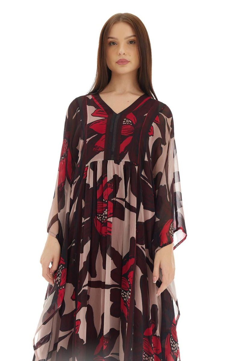 Beige & Brown Floral Kaftan