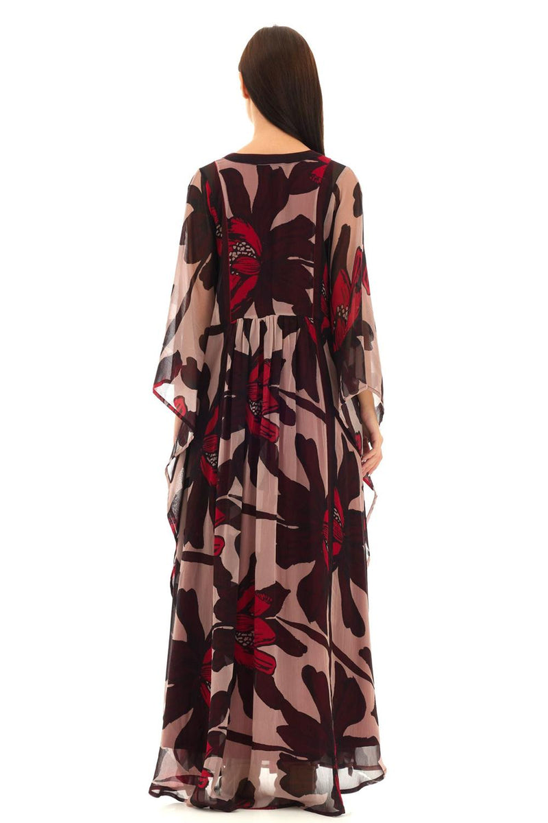 Beige & Brown Floral Kaftan