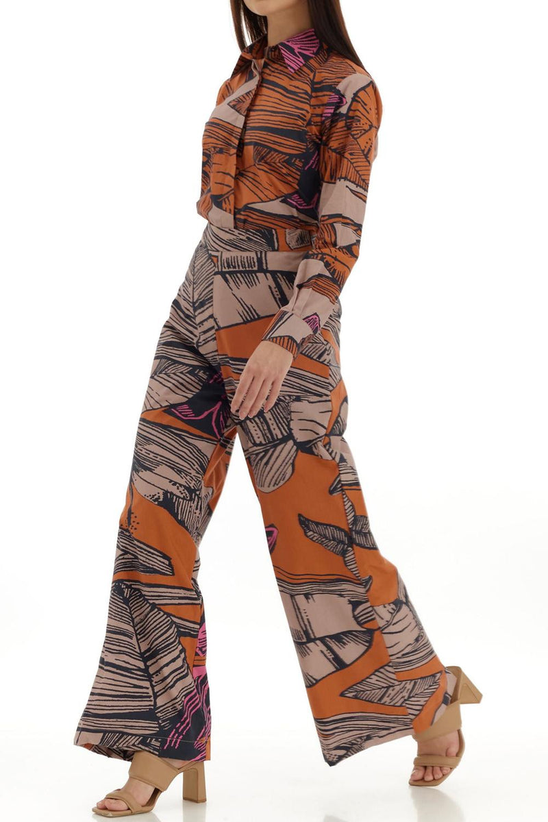 Off White & Orange Floral Pant