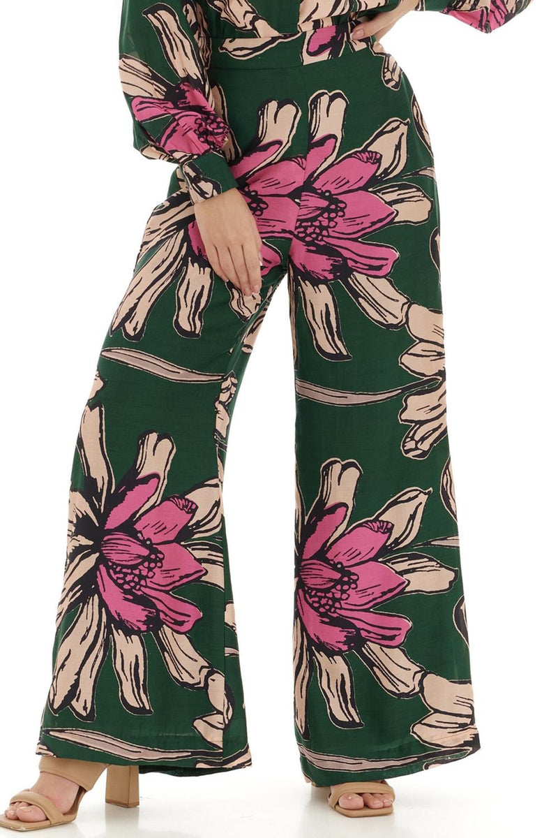 Green & Pink Floral Pants