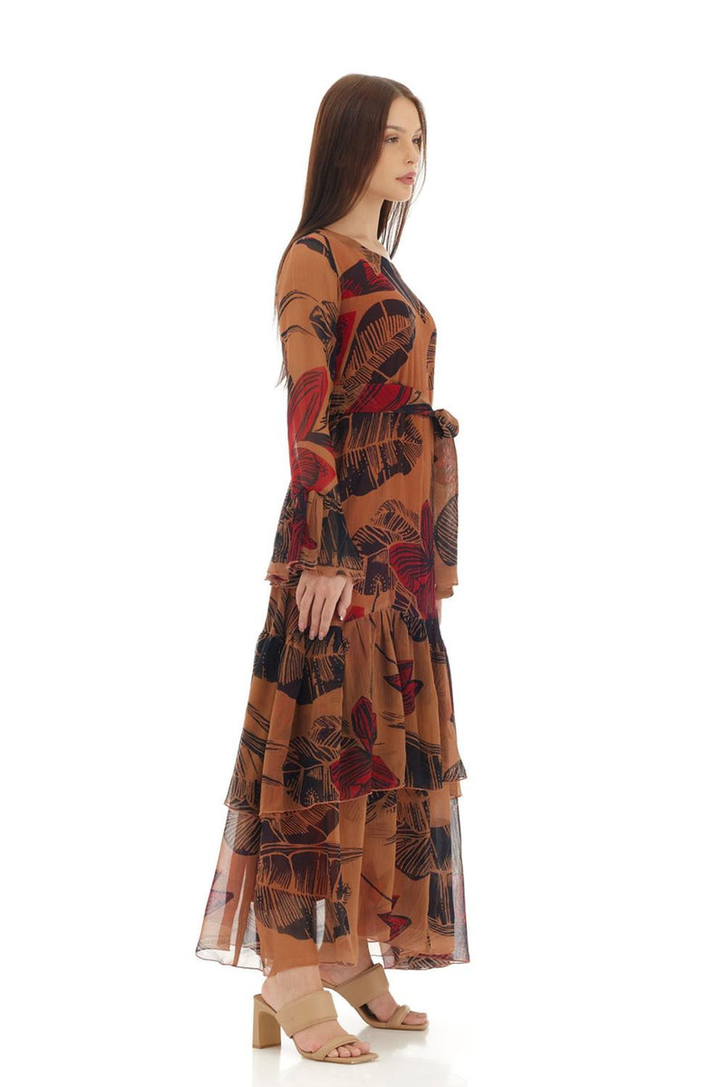 Orange Floral Long Dress