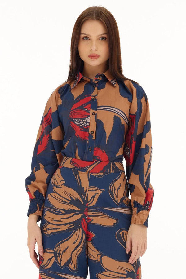 Blue & Orange Floral Shirt