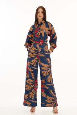 Blue & Orange Floral Pants