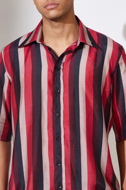 Red, Black & Off White Stripe Shirt