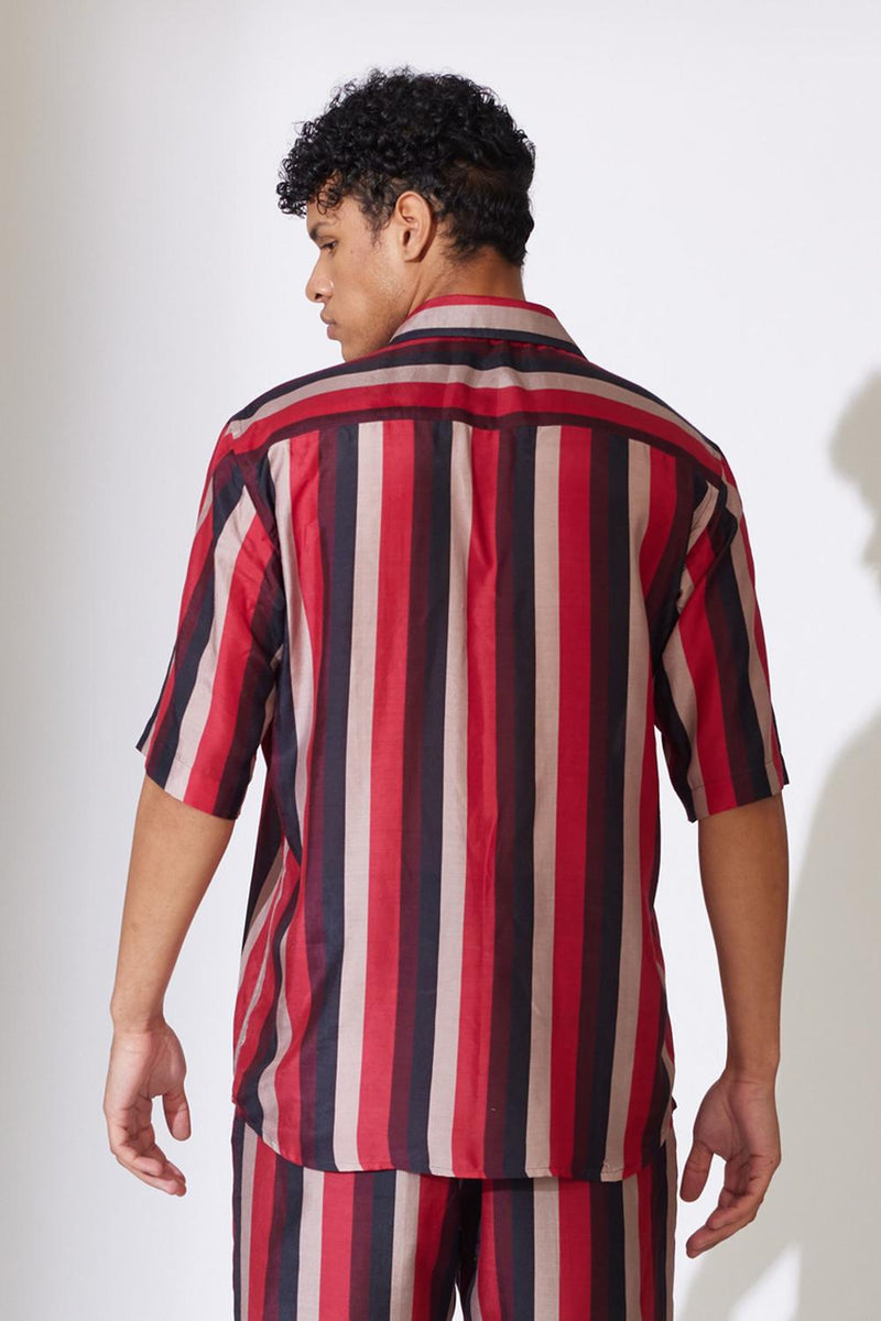 Red, Black & Off White Stripe Shirt