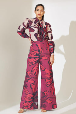 Red And Maroon Floral Pants