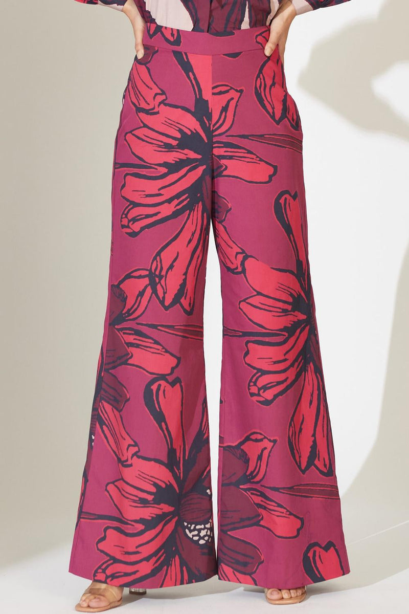 Red And Maroon Floral Pants