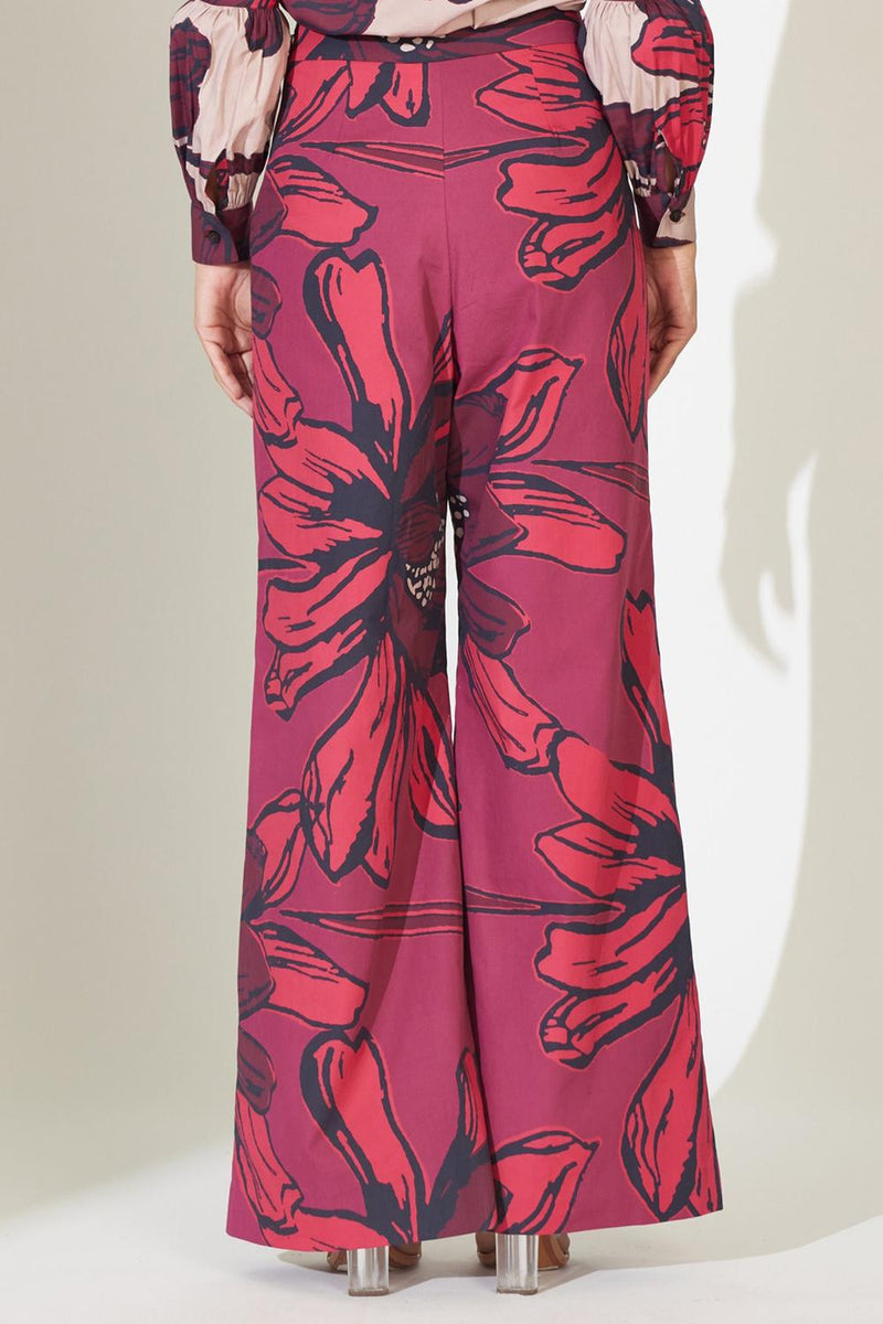 Red And Maroon Floral Pants