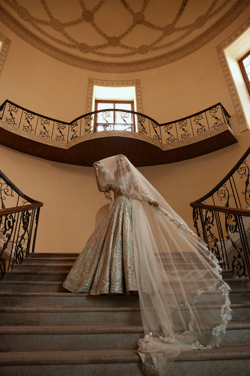 Ivory Lehenga With Multi Coloured Embroidery