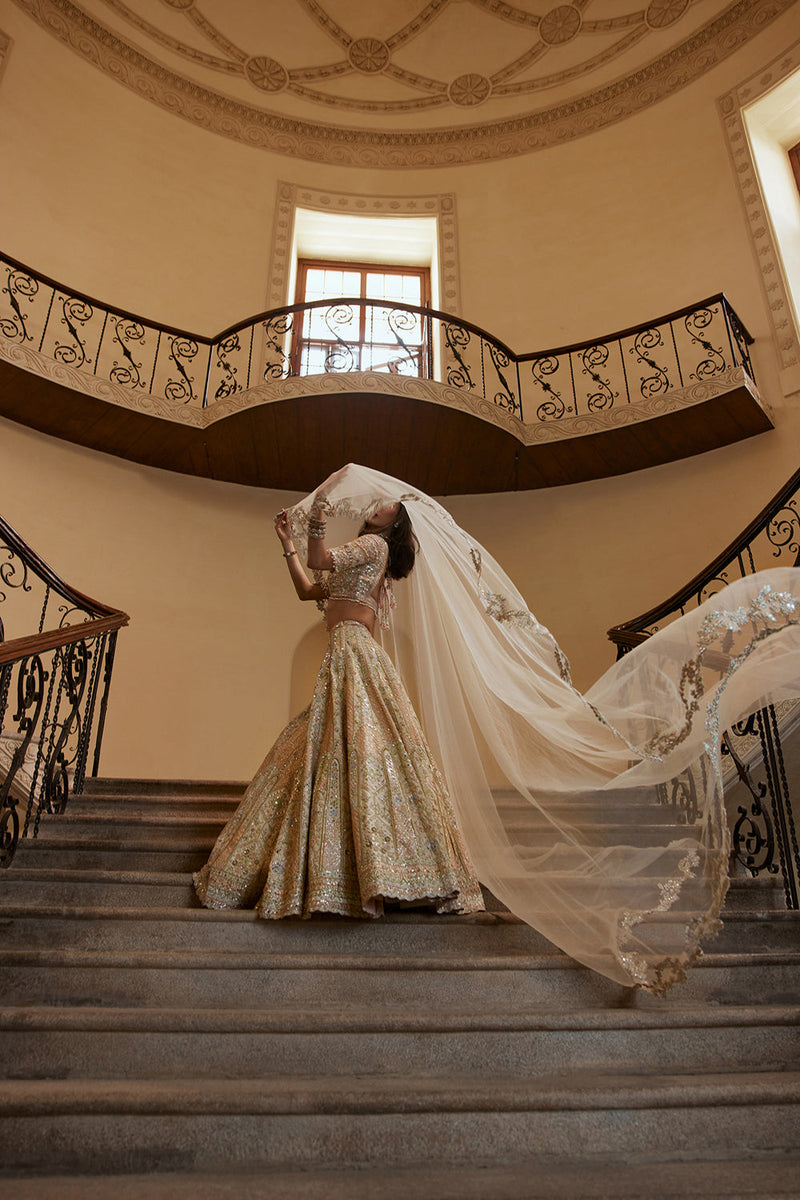 Ivory Lehenga With Multi Coloured Embroidery