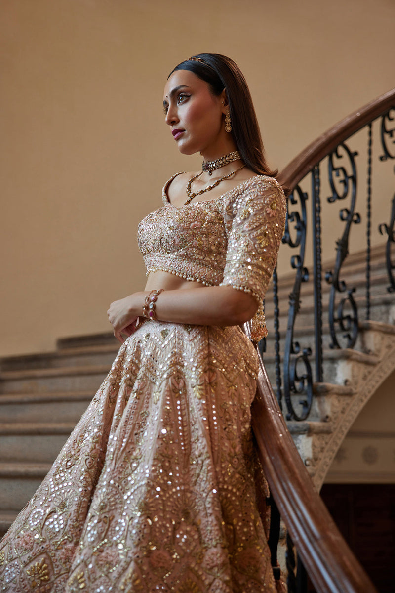 Peach Mirror Lehenga