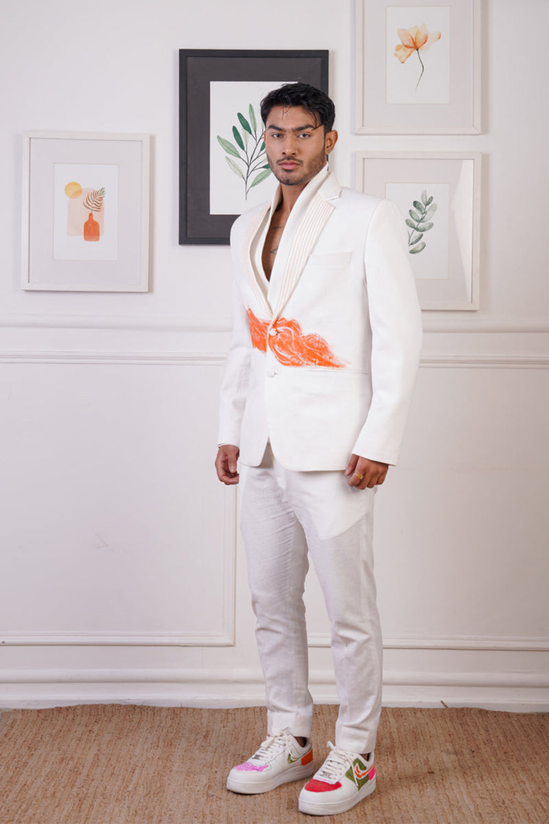 Linen Hand Painted Blazer Set