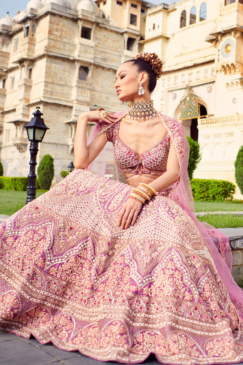 Pastel Lavender Bridal Lehenga