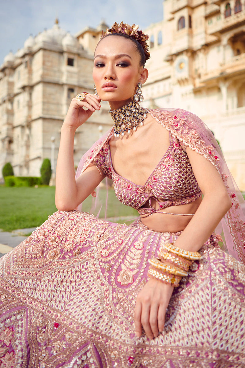 Pastel Lavender Bridal Lehenga