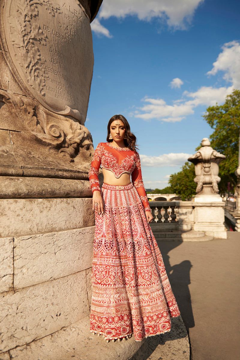 Full Sleeve- Red Lehenga Set