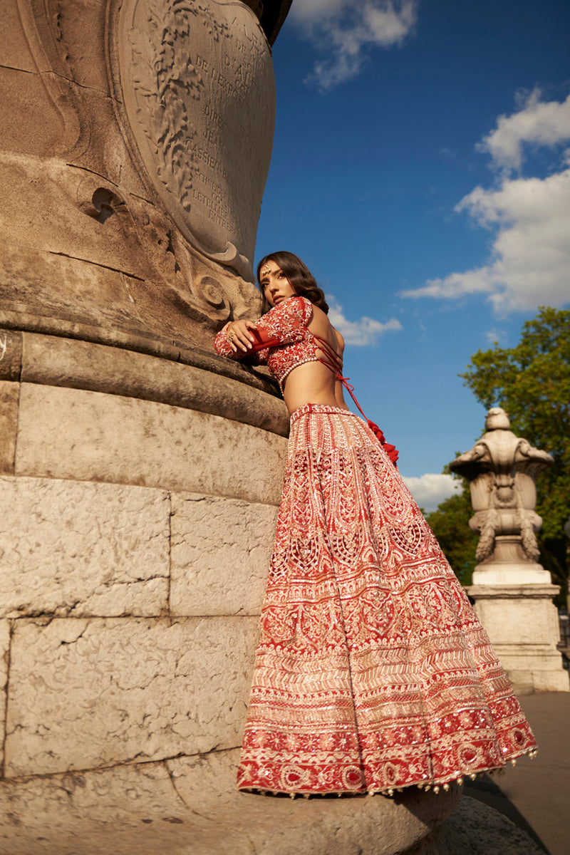 Full Sleeve- Red Lehenga Set