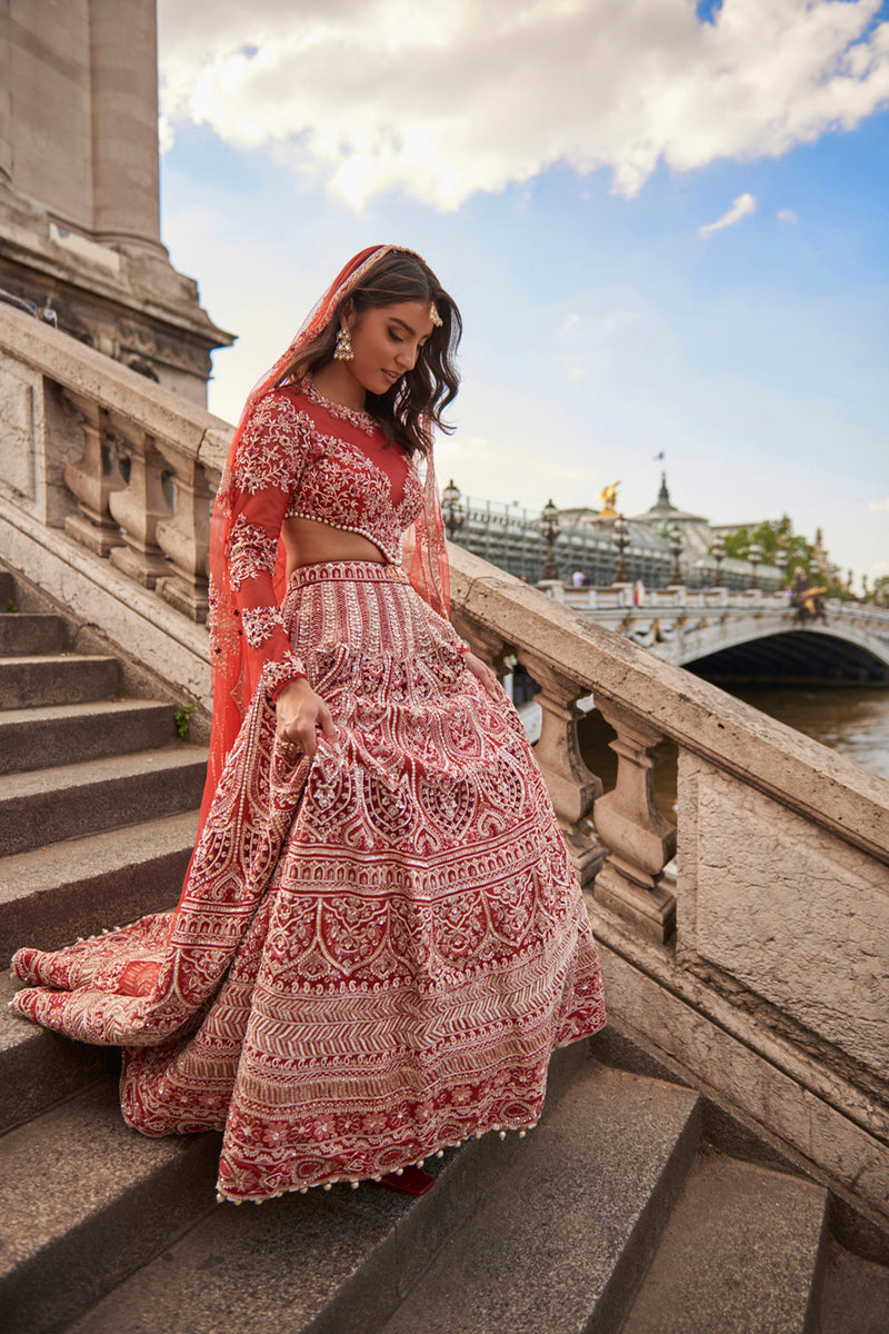 Full Sleeve- Red Lehenga Set