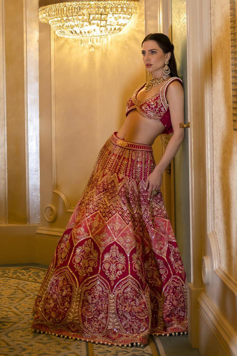 Bahaara Pink Punch Lehenga Set