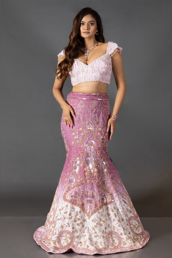 Ombre Mauve Pink Lehenga Set