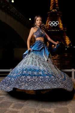 Blue Ombre Lehenga Set