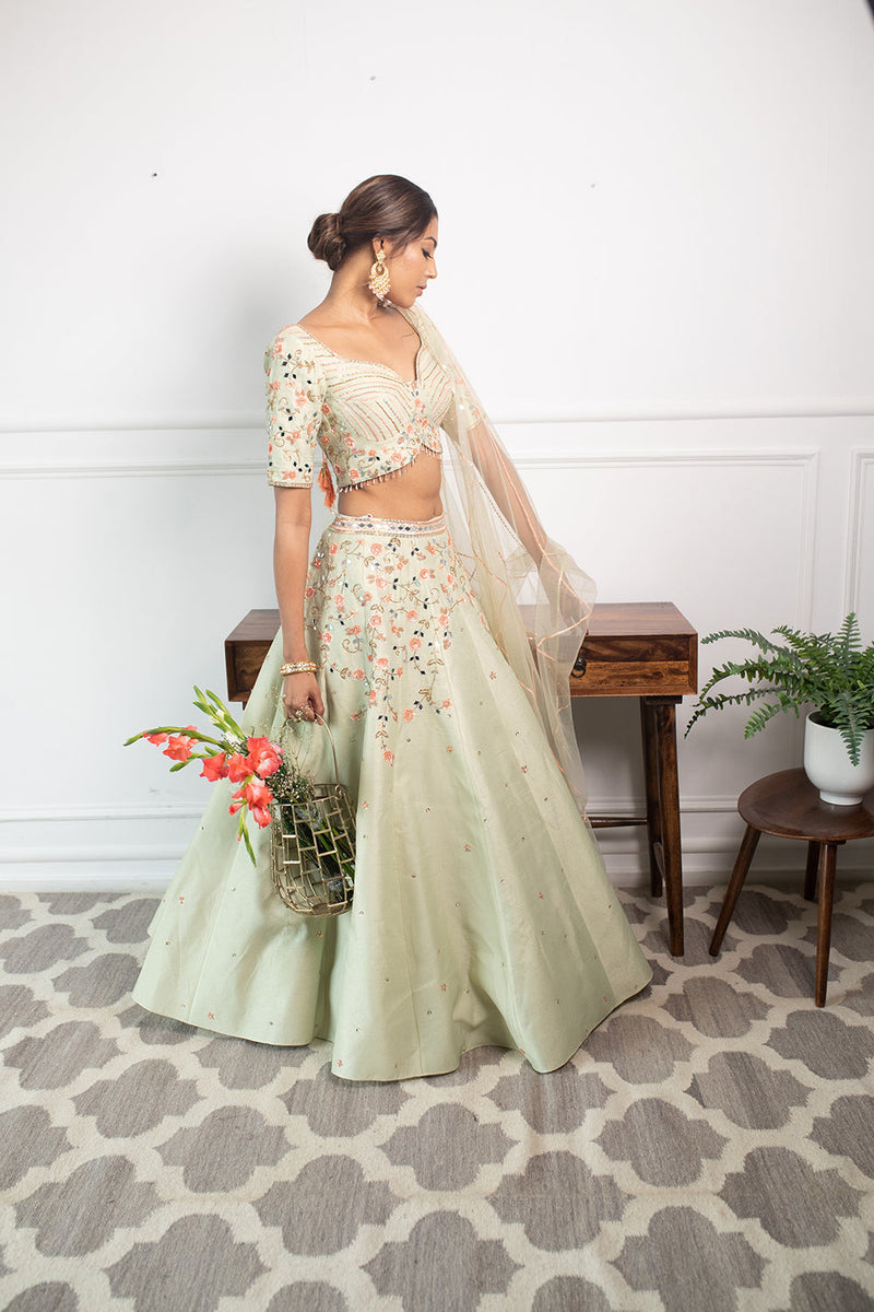 Brassica Mint Lehenga