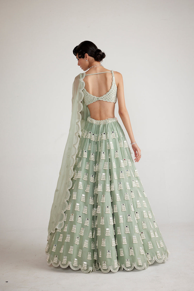 Powder Mint Green Chandelier Drop Lehenga Set