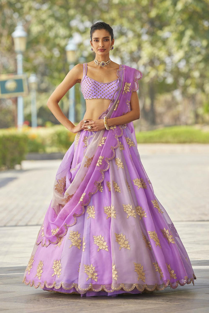 Mauve Multicolor Flower Lehenga Set