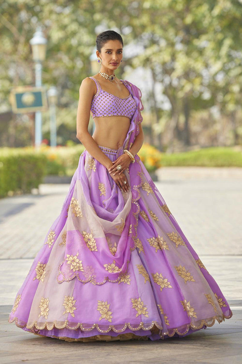 Mauve Multicolor Flower Lehenga Set