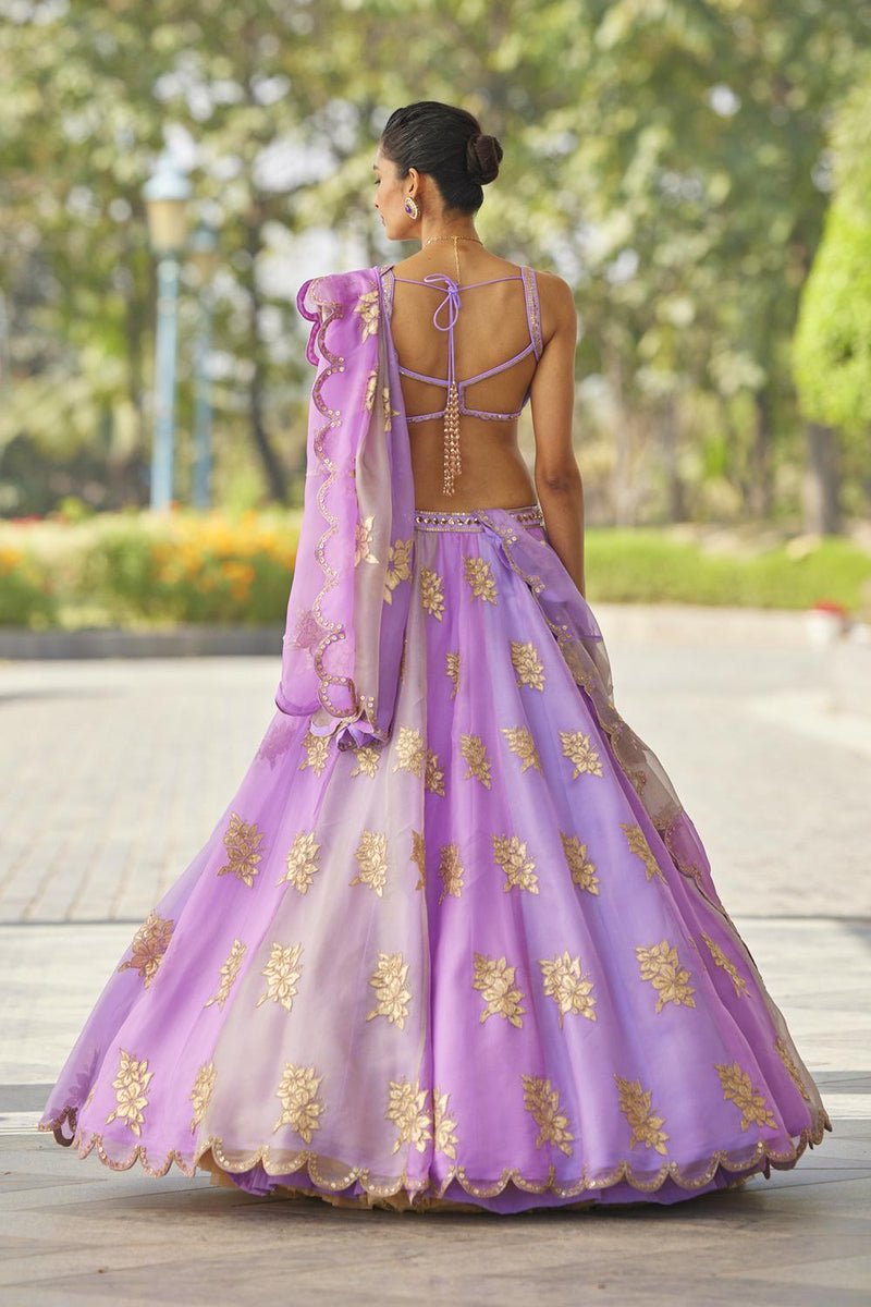 Mauve Multicolor Flower Lehenga Set