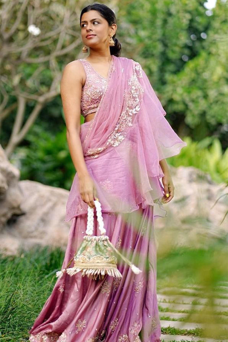 Mauve Drape Saree