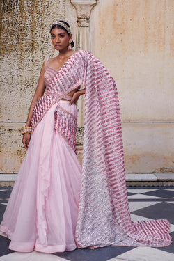 Pink Drape Saree