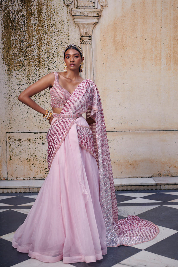 Pink Drape Saree