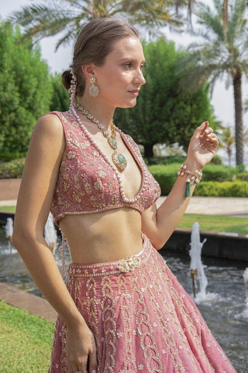 Victoria Rose Pink Lehenga Set