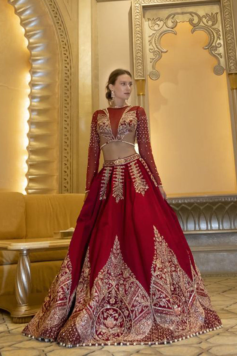 Rubeus Red Lehenga Set