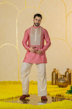 Pink Patch Short Kurta Set