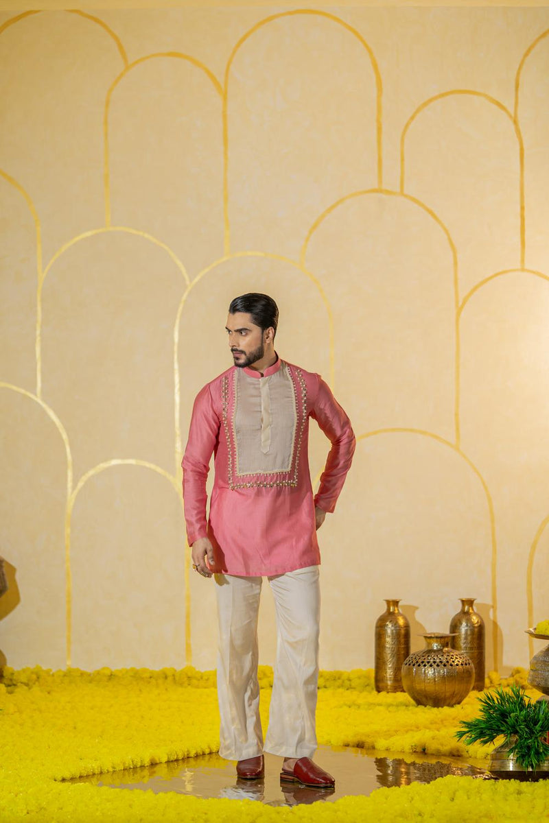 Pink Patch Short Kurta Set