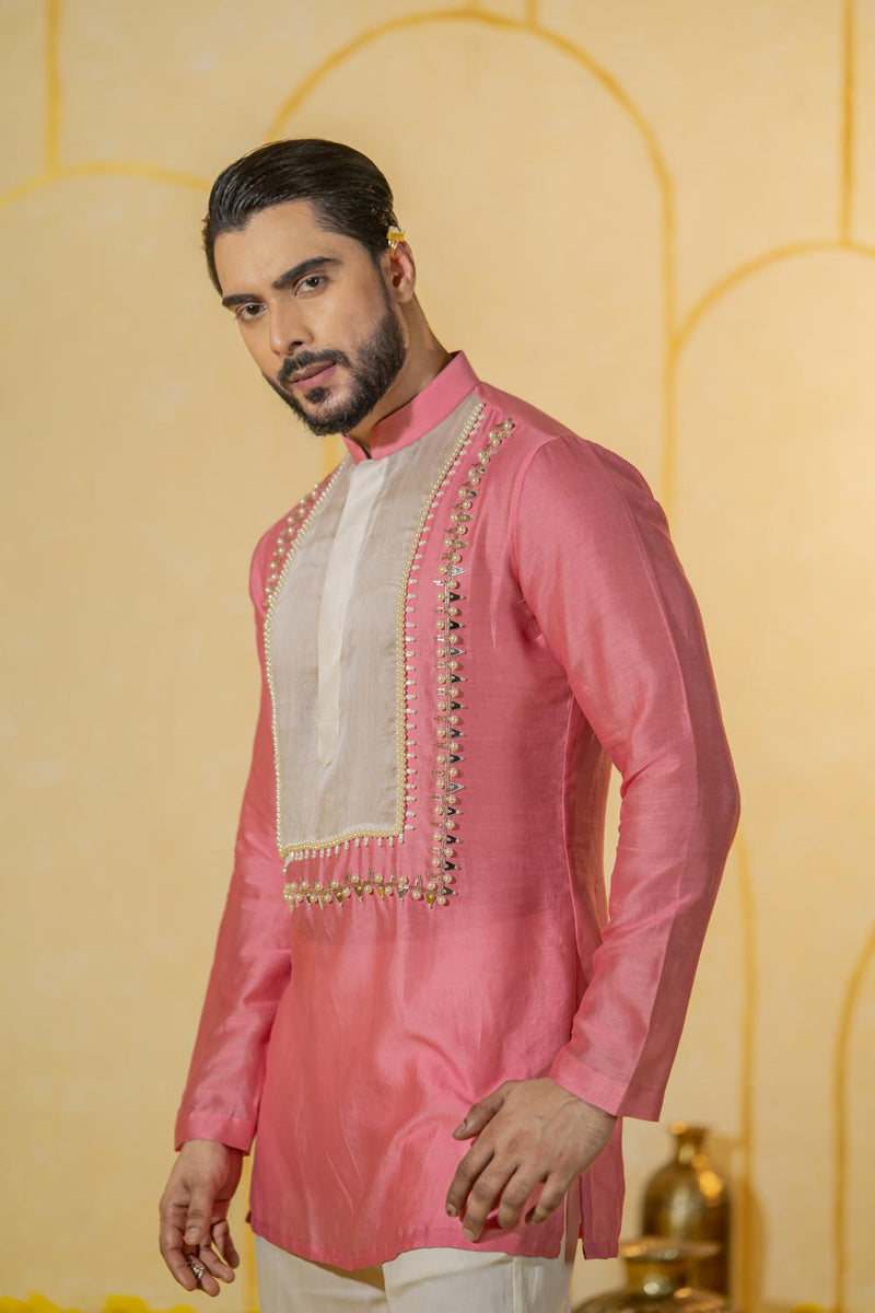 Pink Patch Short Kurta Set