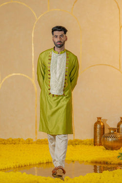 Green Patch Long Kurta Set