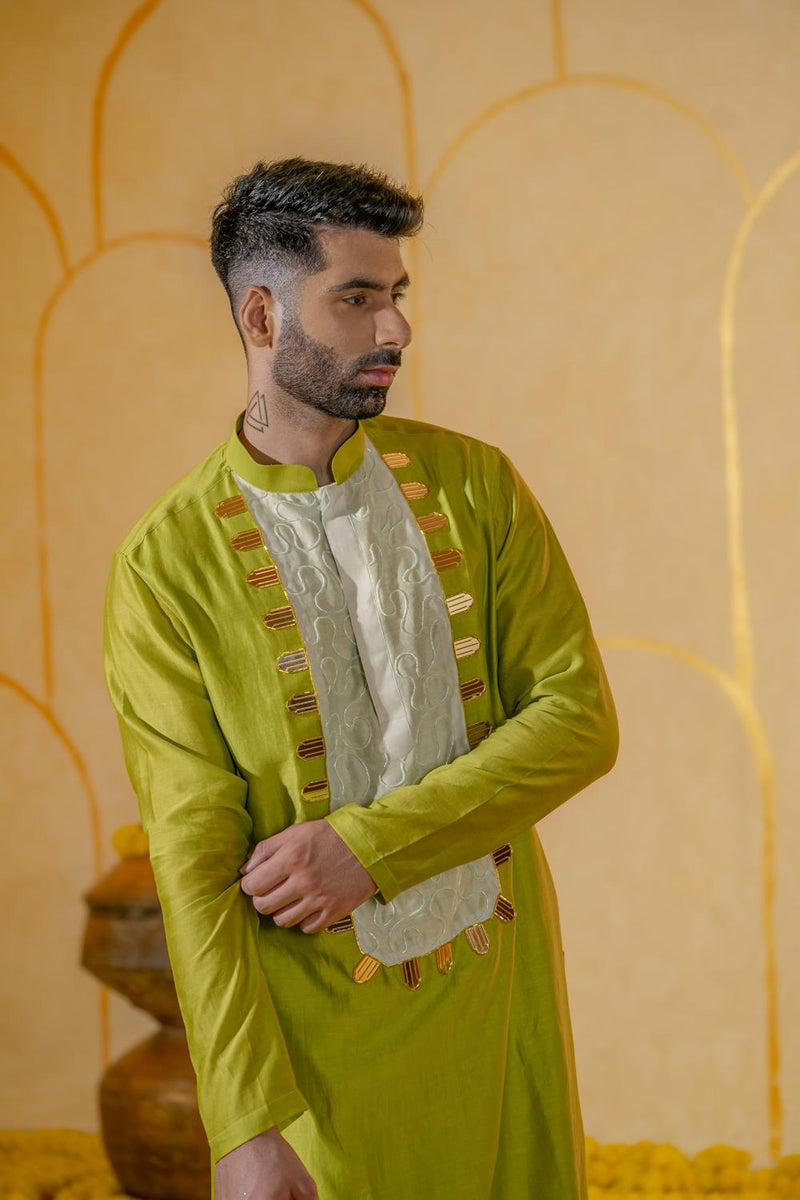 Green Patch Long Kurta Set