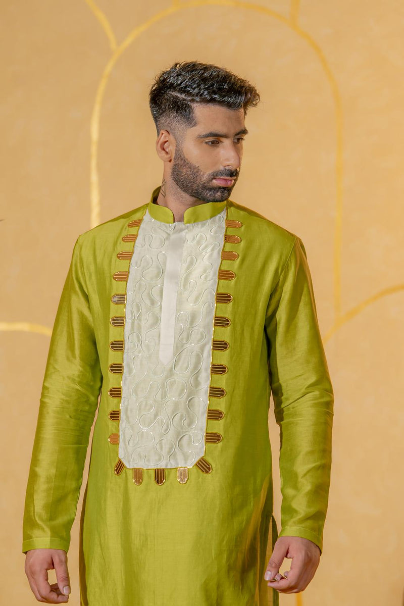 Green Patch Long Kurta Set