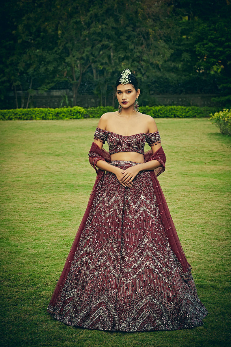 Wine Red Lehenga