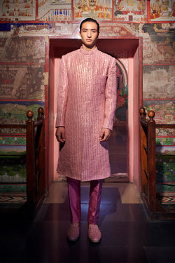 Mauve Mukaish Sherwani