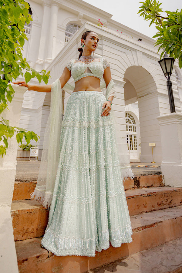 Aqua Green Lehenga Set