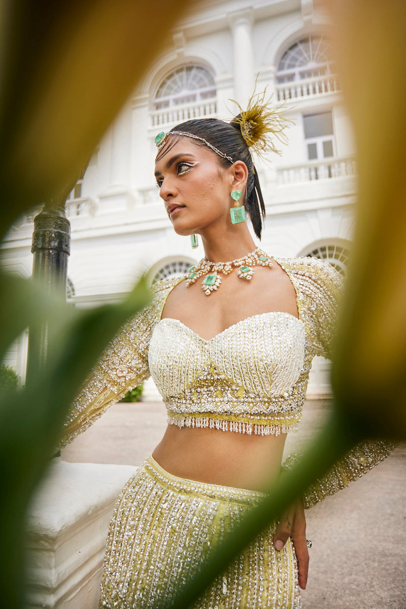 Yellow Pear Mermaid Style Lehenga Set