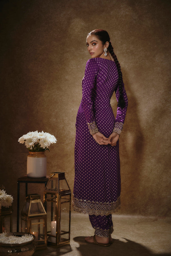 Royal Purple Benarasi Kurta Set