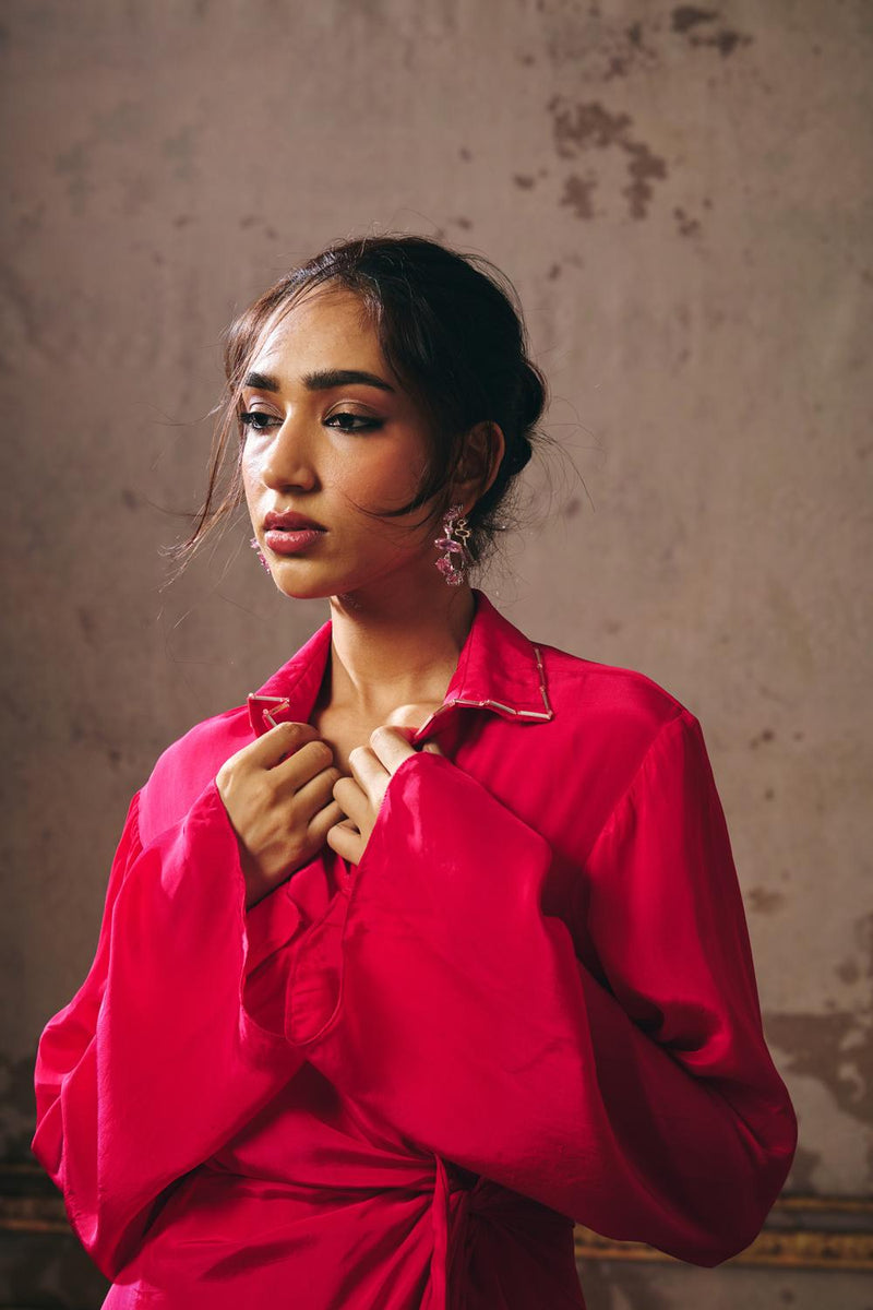 Hot  Pink Shirt Dress