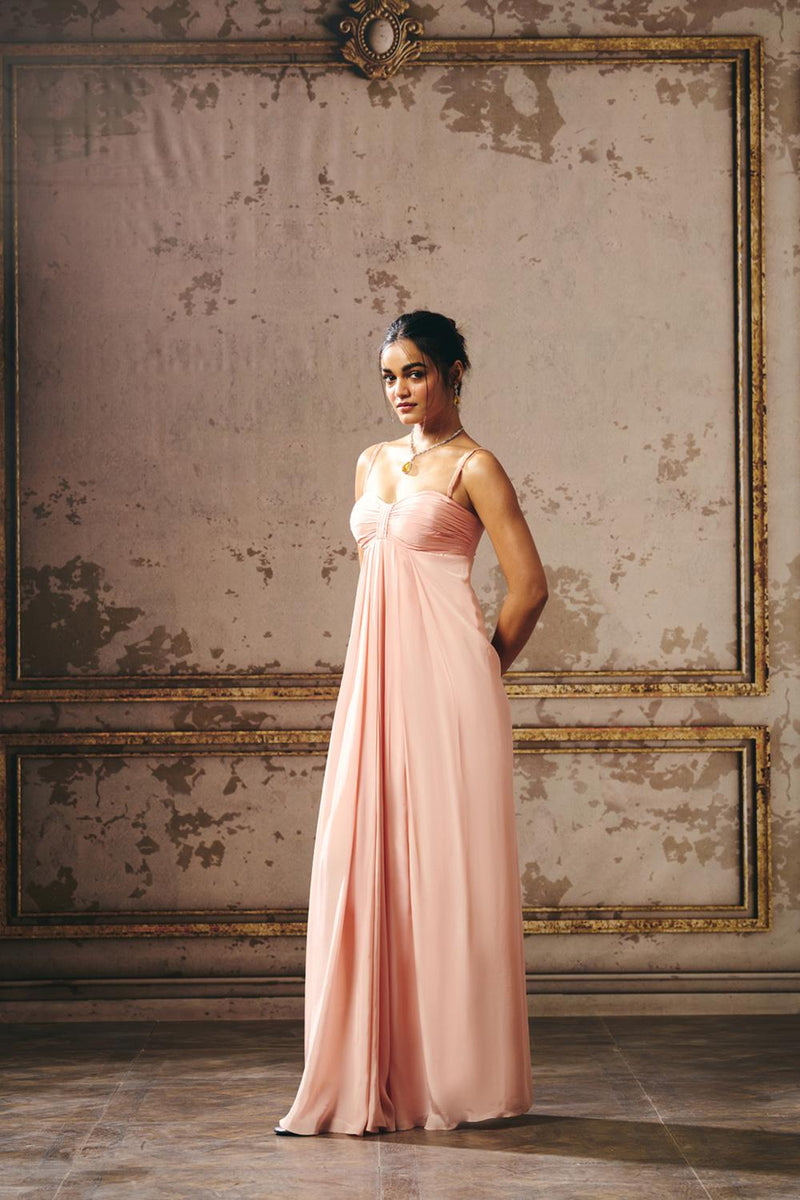 Peach Rouched Gown