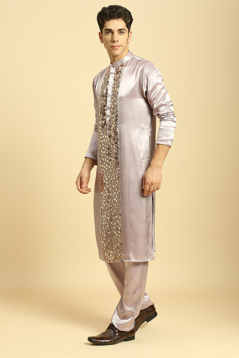 Lilac Embroidered Kurta With Pant