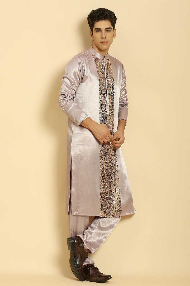 Lilac Embroidered Kurta With Pant