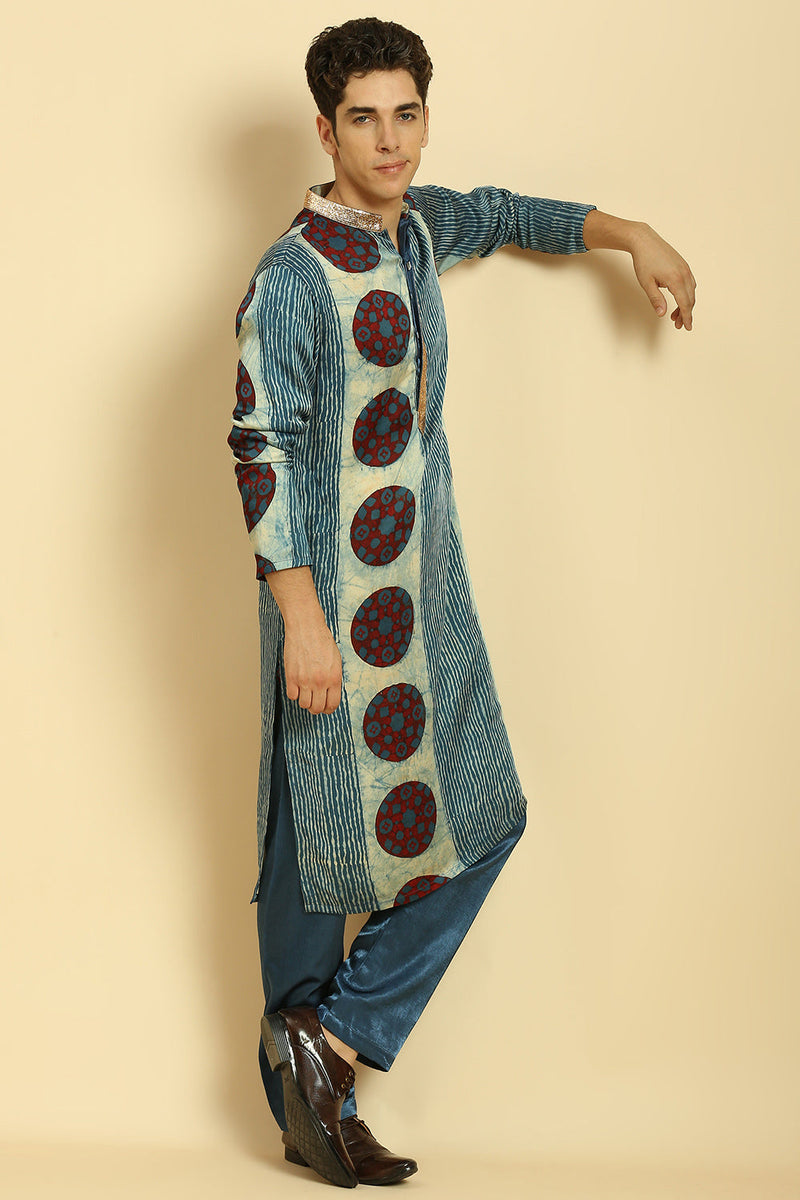 Blue Ajrakh Printed Kurta With pant